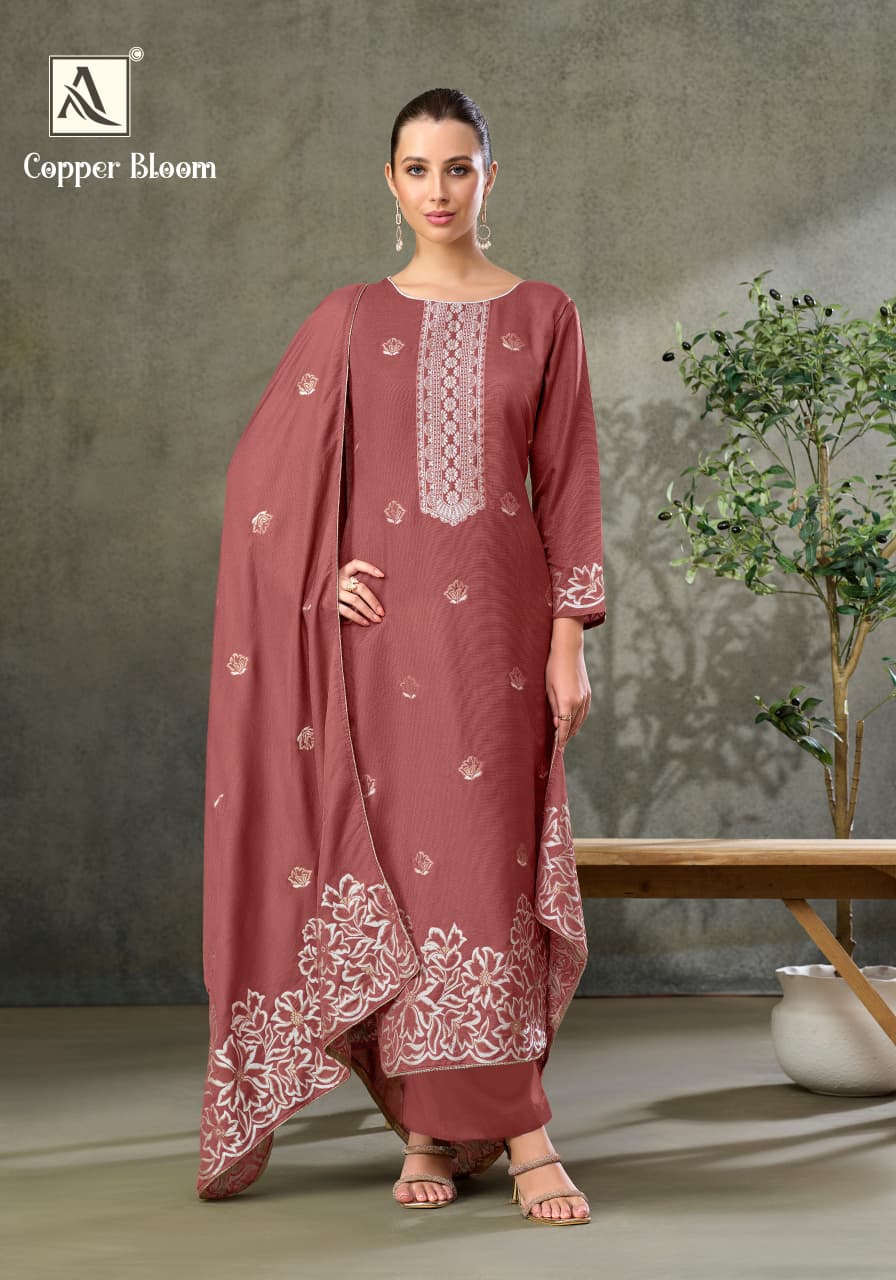 Copper Bloom Alok Linen Karachi Salwar Suits Manufacturer