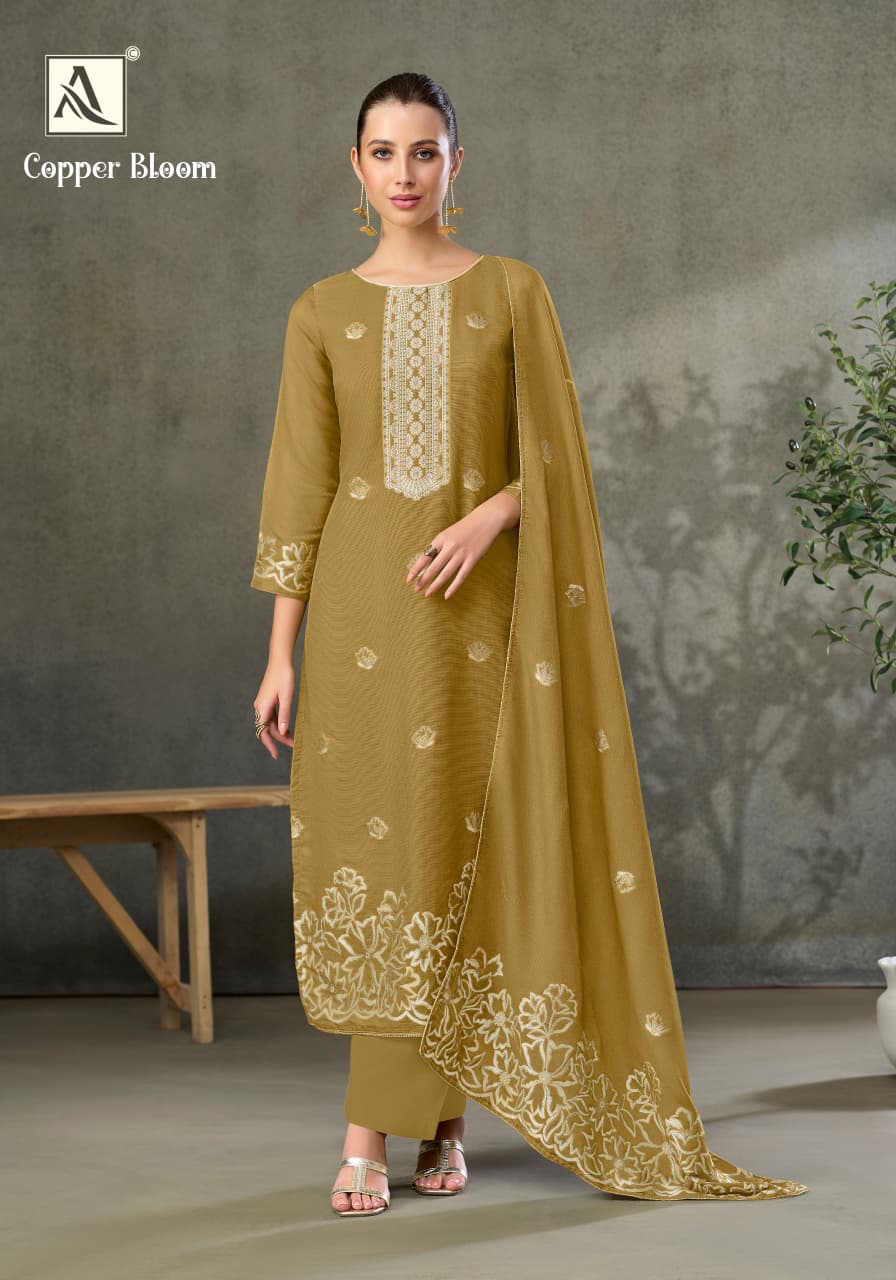 Copper Bloom Alok Linen Karachi Salwar Suits Manufacturer