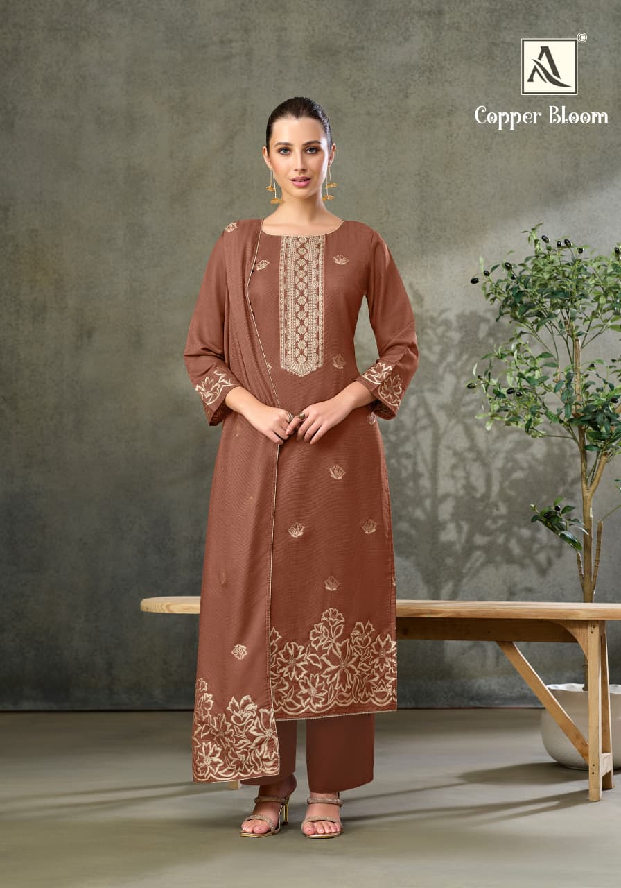 Copper Bloom Alok Linen Karachi Salwar Suits Manufacturer
