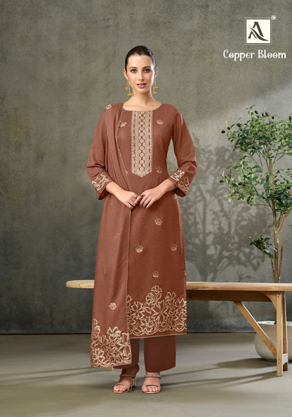 Copper Bloom Alok Linen Karachi Salwar Suits Manufacturer