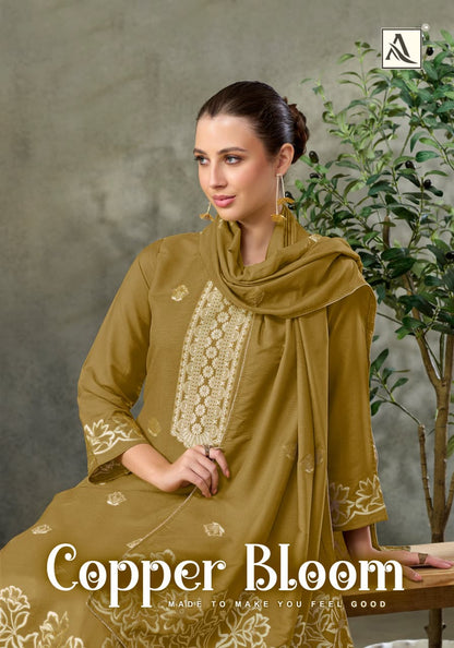 Copper Bloom Alok Linen Karachi Salwar Suits Manufacturer