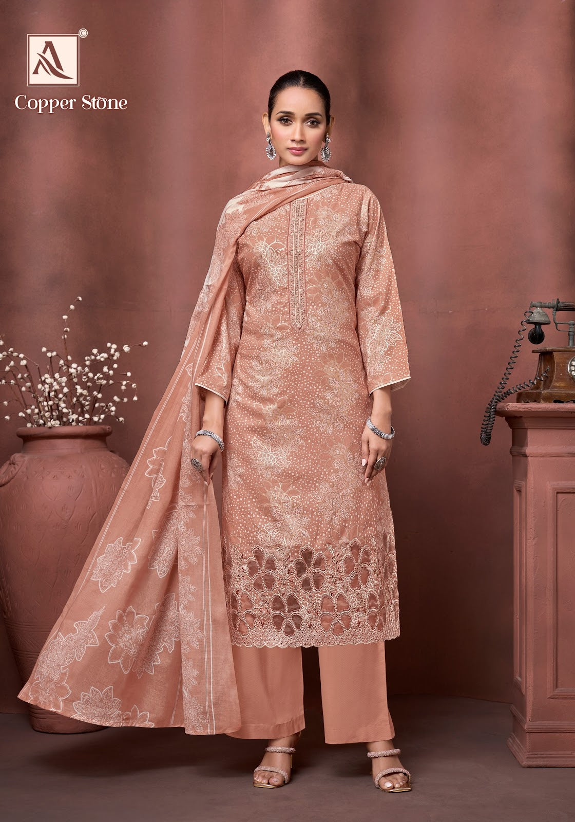 Copper Stone Alok Cambric Cotton Karachi Salwar Suits Manufacturer Gujarat