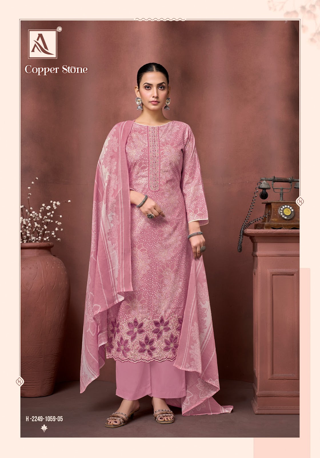 Copper Stone Alok Cambric Cotton Karachi Salwar Suits Manufacturer Gujarat