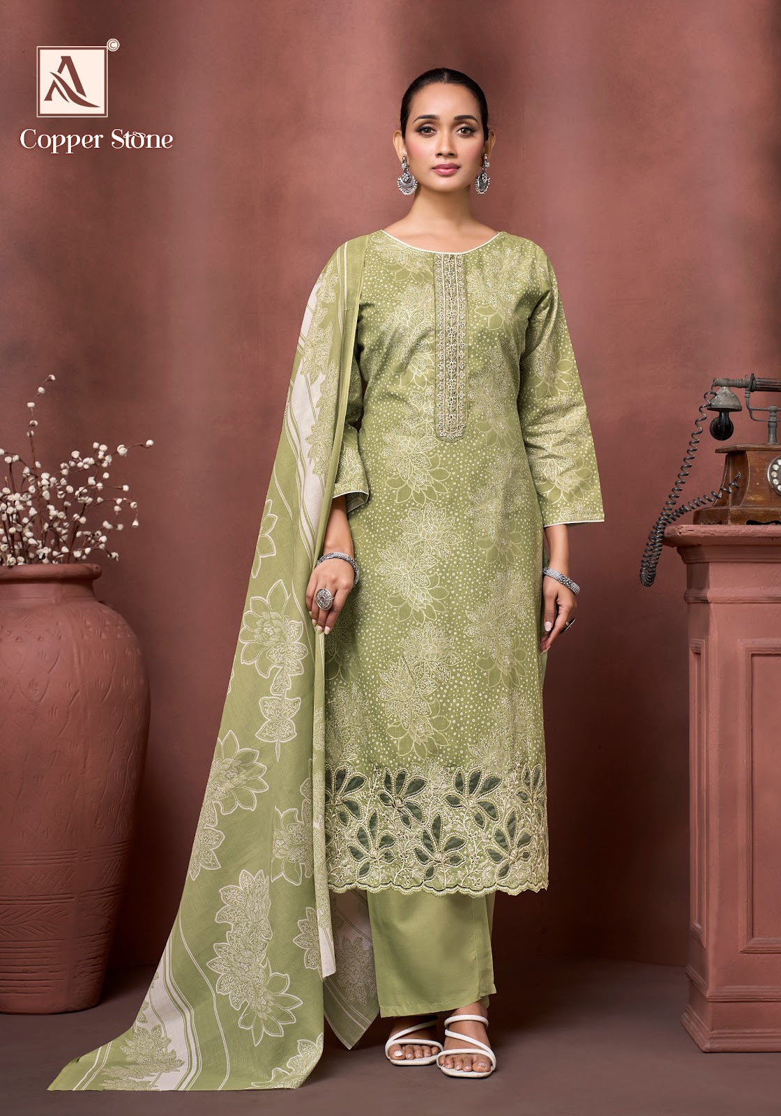 Copper Stone Alok Cambric Cotton Karachi Salwar Suits Manufacturer Gujarat