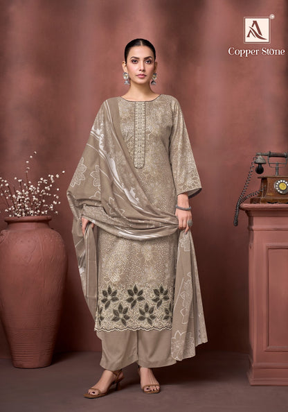 Copper Stone Alok Cambric Cotton Karachi Salwar Suits Manufacturer Gujarat