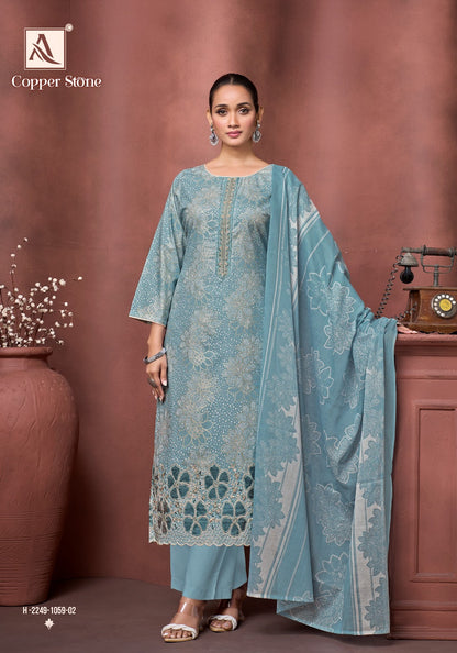Copper Stone Alok Cambric Cotton Karachi Salwar Suits Manufacturer Gujarat