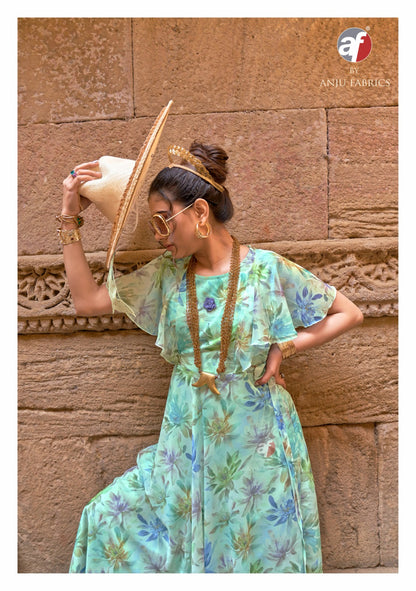 Coral Charm Vol 5 Af Chiffon One Piece Supplier Ahmedabad