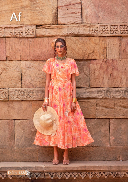 Coral Charm Vol 5 Af Chiffon One Piece Supplier Ahmedabad