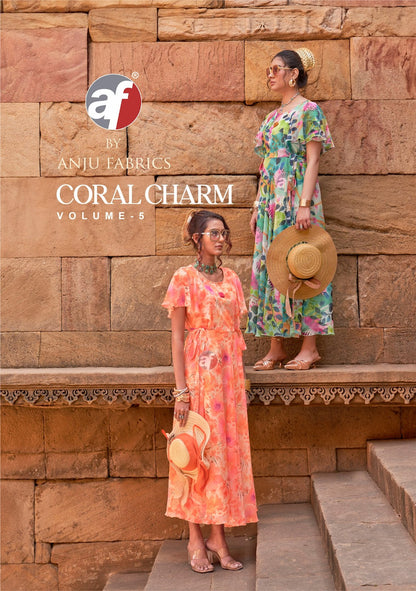 Coral Charm Vol 5 Af Chiffon One Piece Supplier Ahmedabad