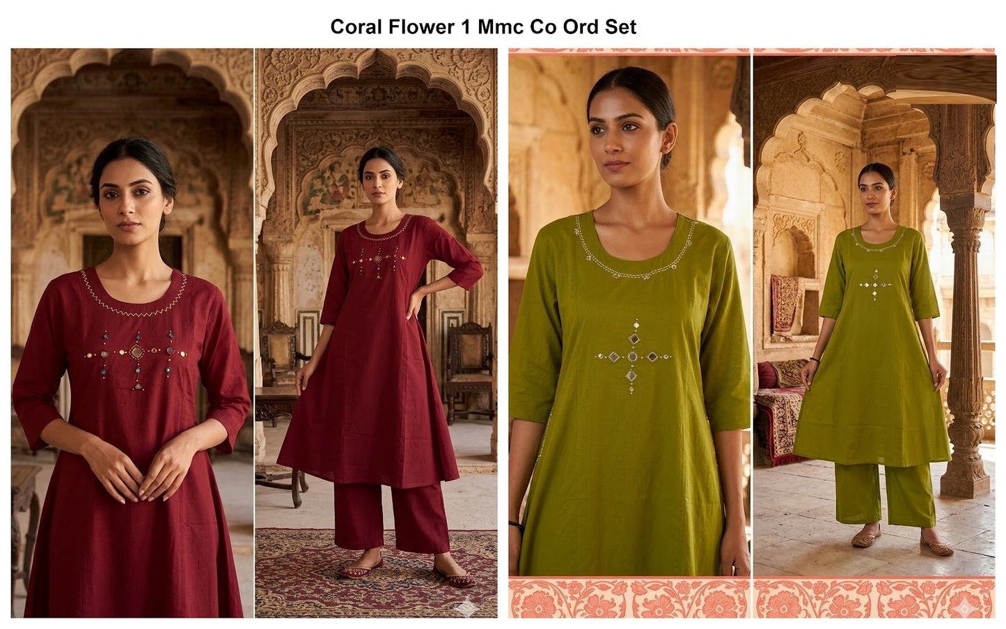 Coral Flower 1 Mmc Dhabu Cotton Co Ord Set Exporter Gujarat