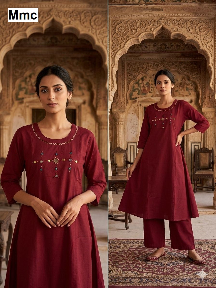 Coral Flower 1 Mmc Dhabu Cotton Co Ord Set Exporter Gujarat