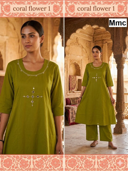 Coral Flower 1 Mmc Dhabu Cotton Co Ord Set Exporter Gujarat