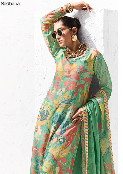 Coral Sadhana Bemberg Muslin Pant Style Suits Wholesale