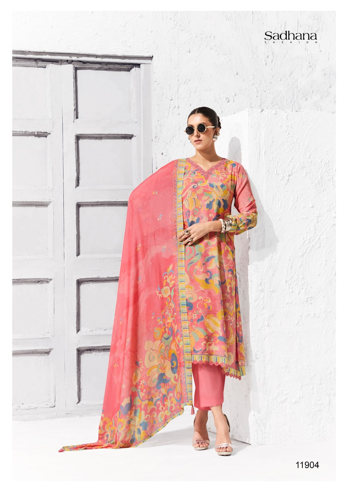 Coral Sadhana Bemberg Muslin Pant Style Suits Wholesale