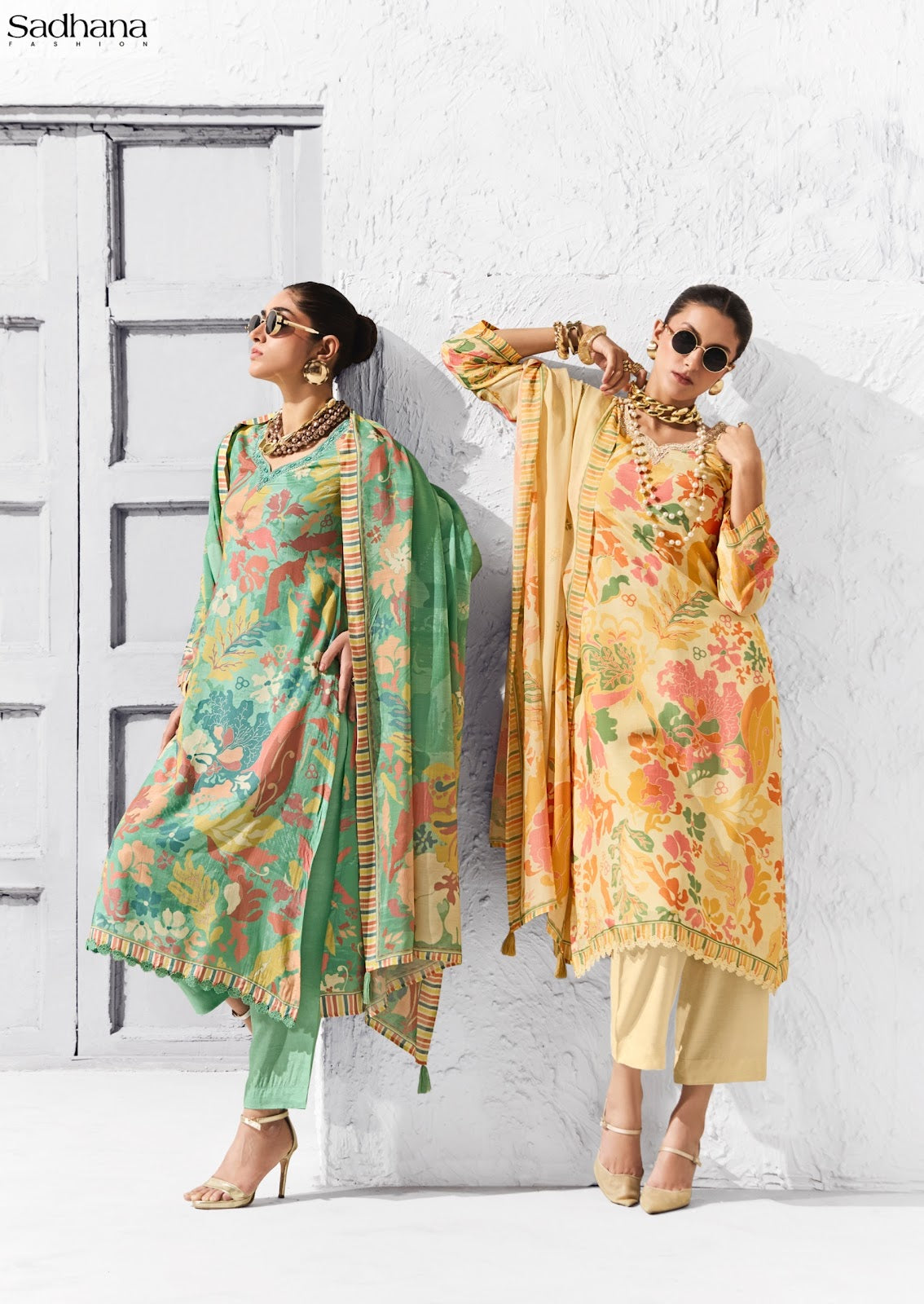 Coral Sadhana Bemberg Muslin Pant Style Suits Wholesale