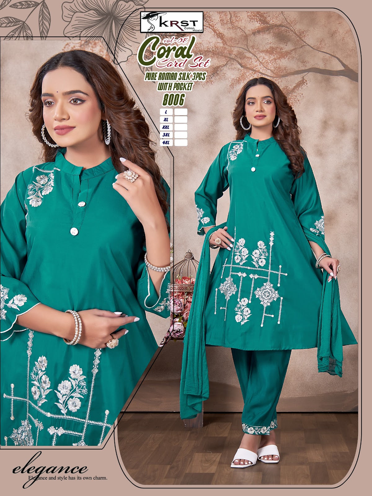 Coral Vol 8 Krst Roman Silk Readymade Pant Style Suits Supplier Gujarat