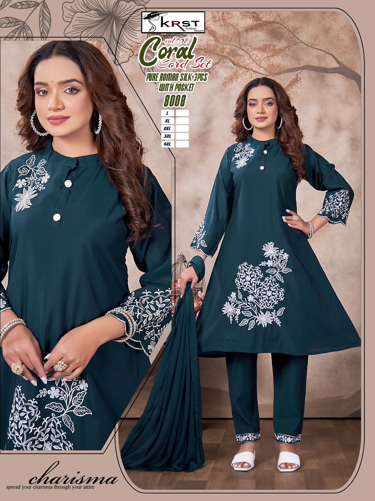 Coral Vol 8 Krst Roman Silk Readymade Pant Style Suits Supplier Gujarat