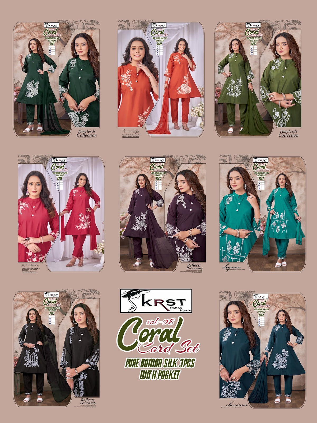 Coral Vol 8 Krst Roman Silk Readymade Pant Style Suits Supplier Gujarat