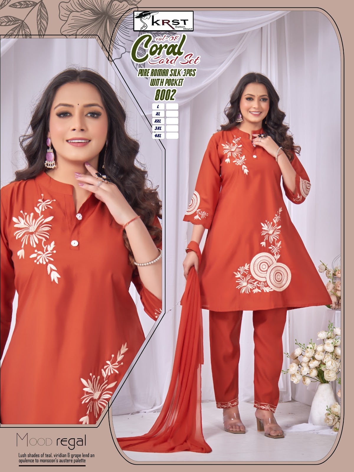 Coral Vol 8 Krst Roman Silk Readymade Pant Style Suits Supplier Gujarat