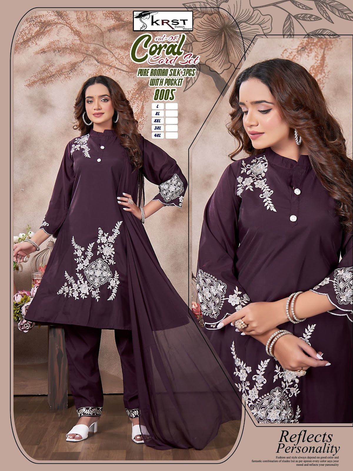 Coral Vol 8 Krst Roman Silk Readymade Pant Style Suits Supplier Gujarat