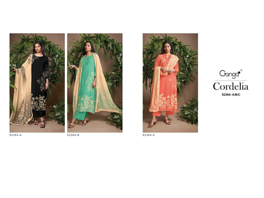 Cordelia-2364 Ganga Bembarg Silk Plazzo Style Suits