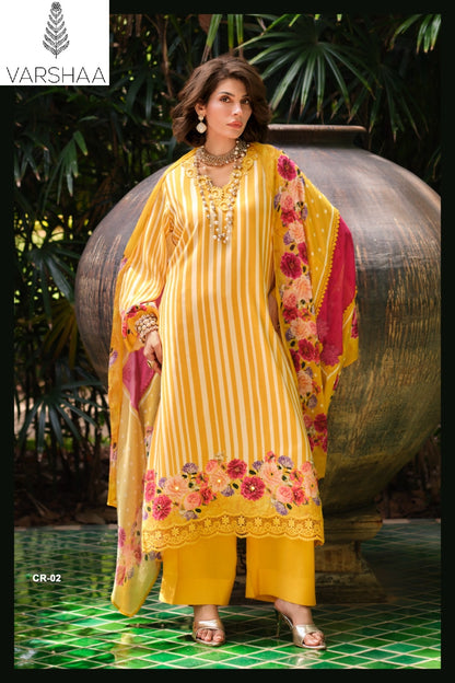 Coro Varshaa Viscose Muslin Pant Style Suits Wholesaler India