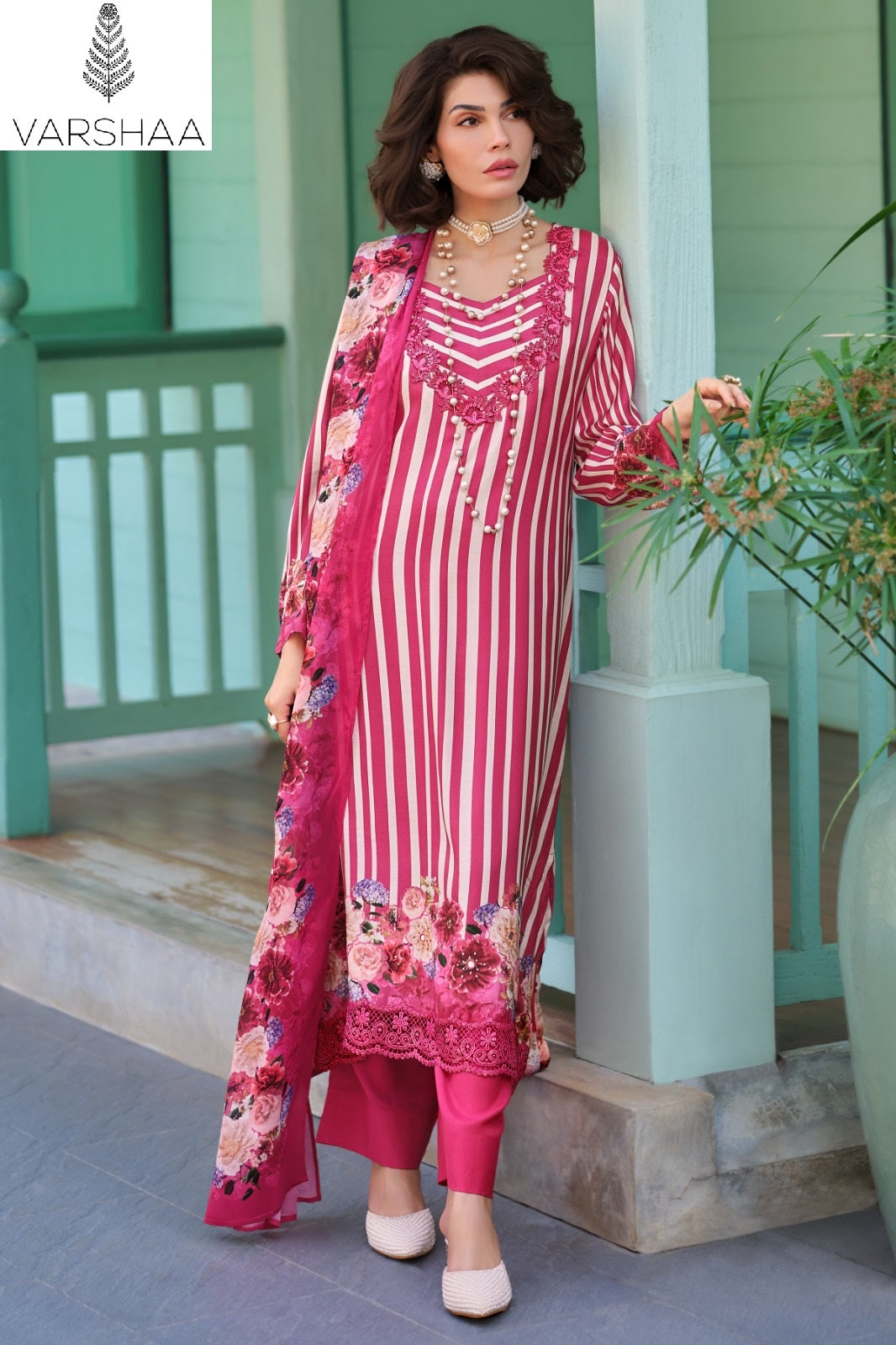 Coro Varshaa Viscose Muslin Pant Style Suits Wholesaler India