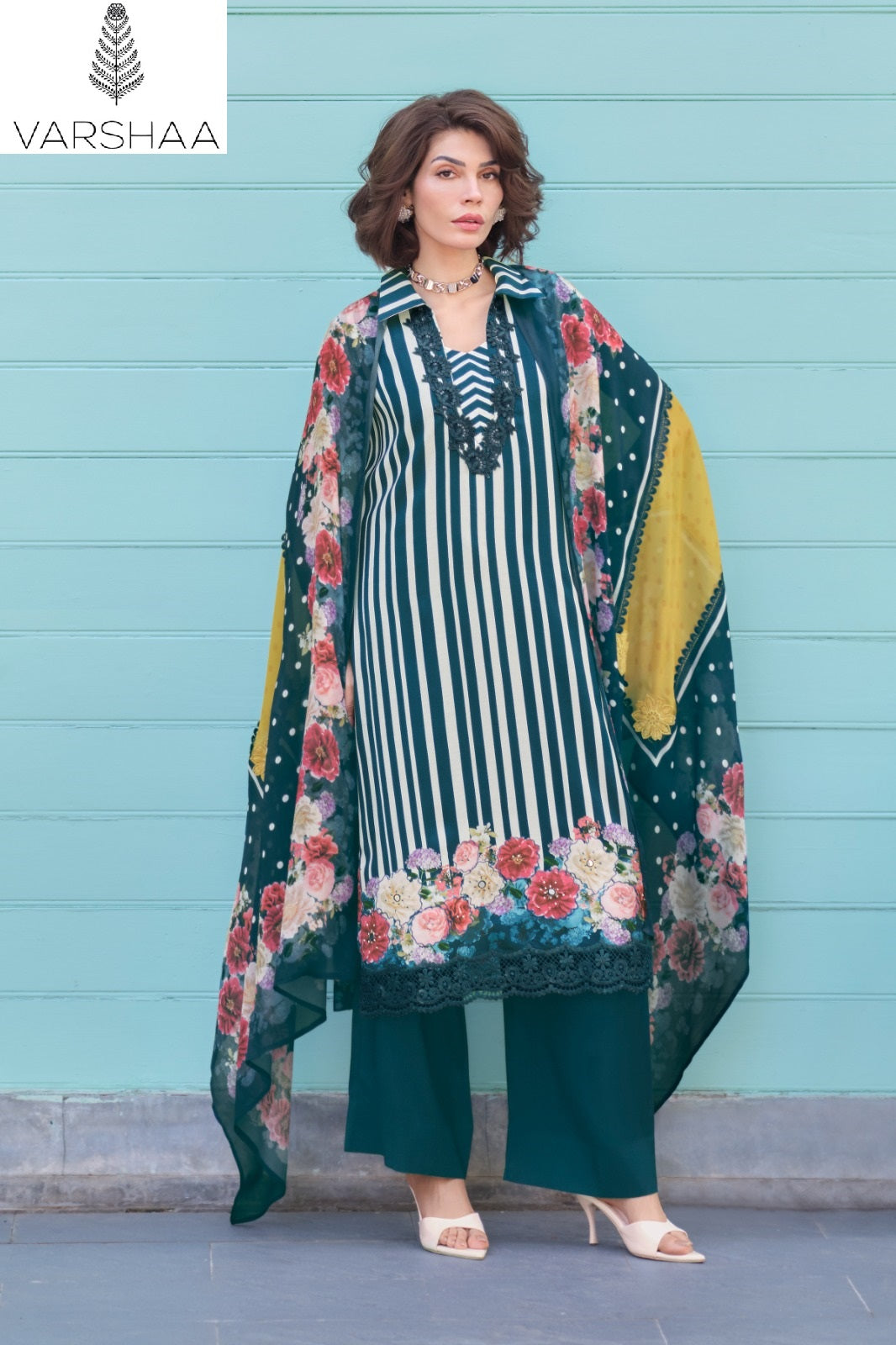 Coro Varshaa Viscose Muslin Pant Style Suits Wholesaler India