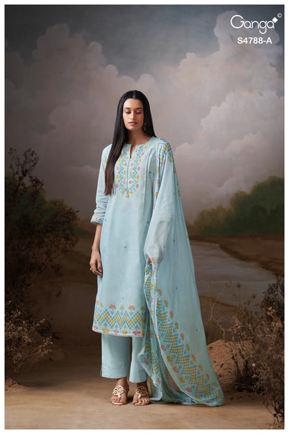 Cosima S4788 Ganga Organdy Plazzo Style Suits Wholesaler
