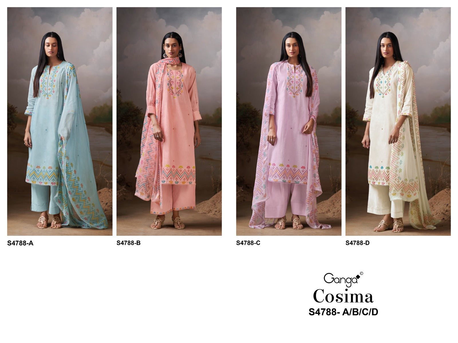 Cosima S4788 Ganga Organdy Plazzo Style Suits Wholesaler