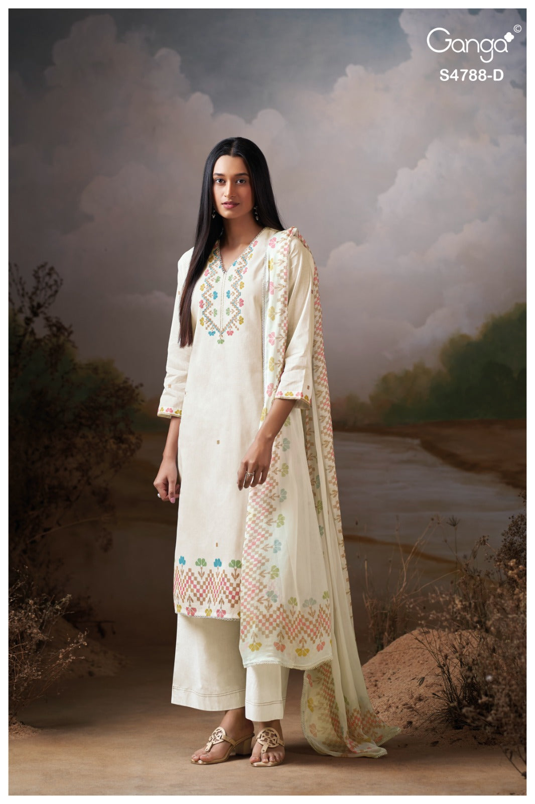 Cosima S4788 Ganga Organdy Plazzo Style Suits Wholesaler