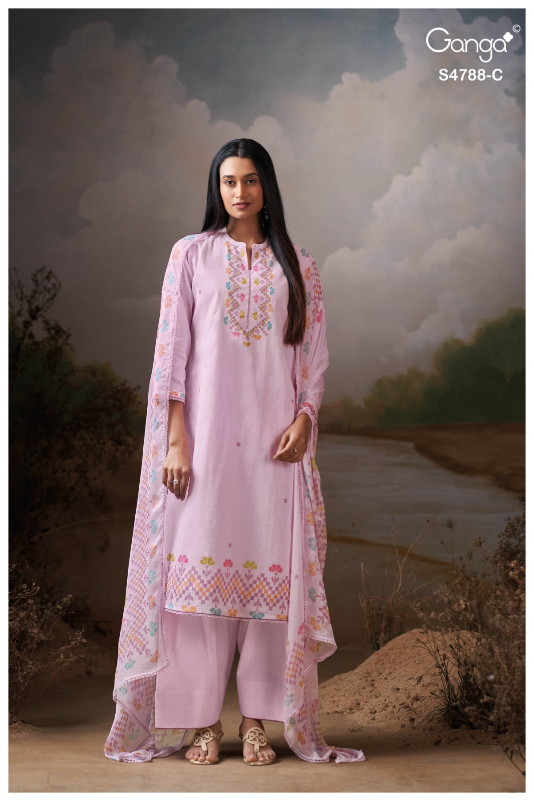 Cosima S4788 Ganga Organdy Plazzo Style Suits Wholesaler