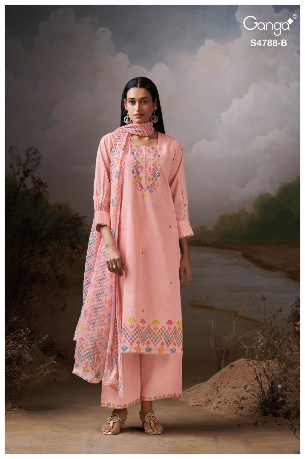 Cosima S4788 Ganga Organdy Plazzo Style Suits Wholesaler
