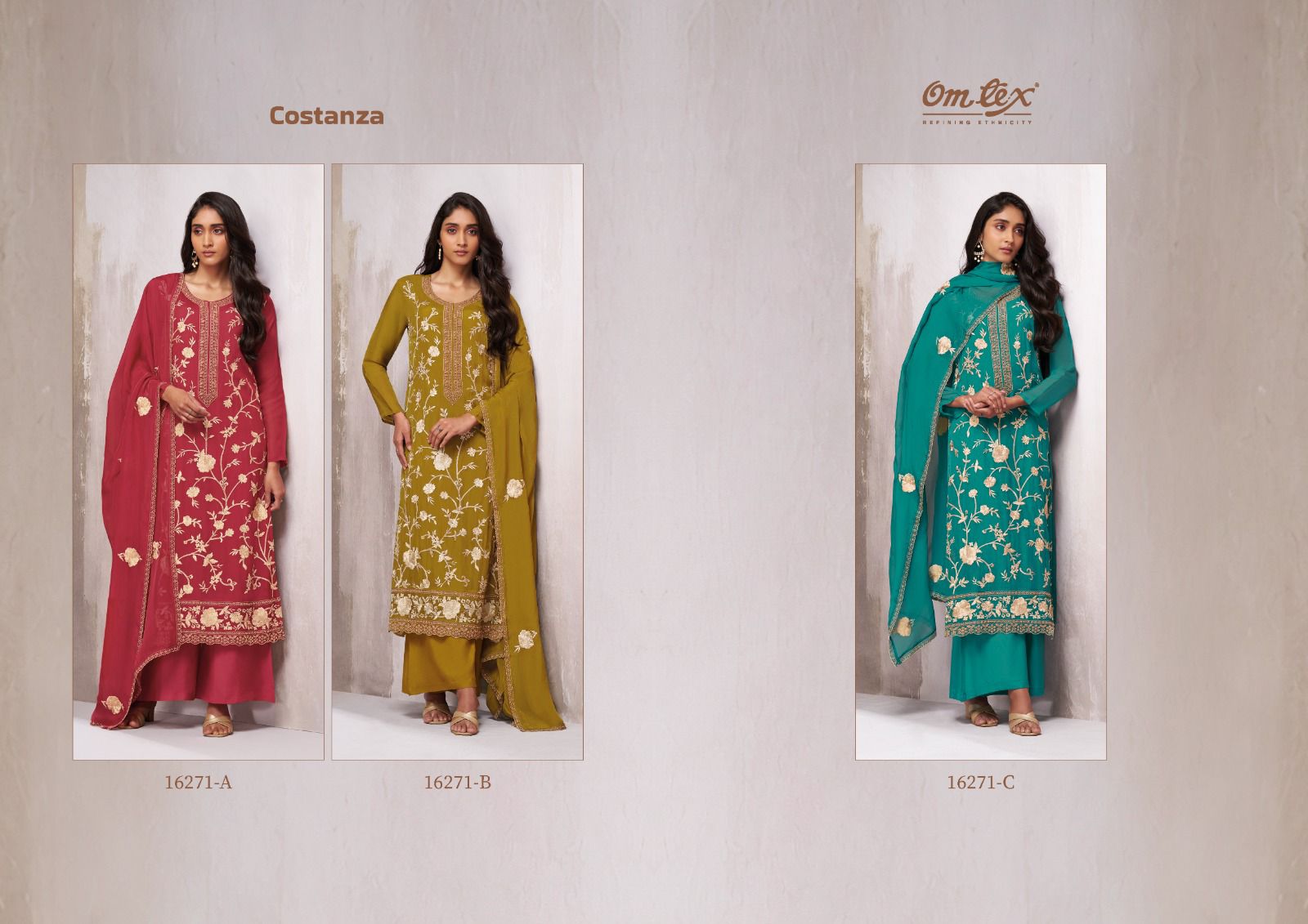Costanza Omtex Silk Organza Pant Style Suits Supplier