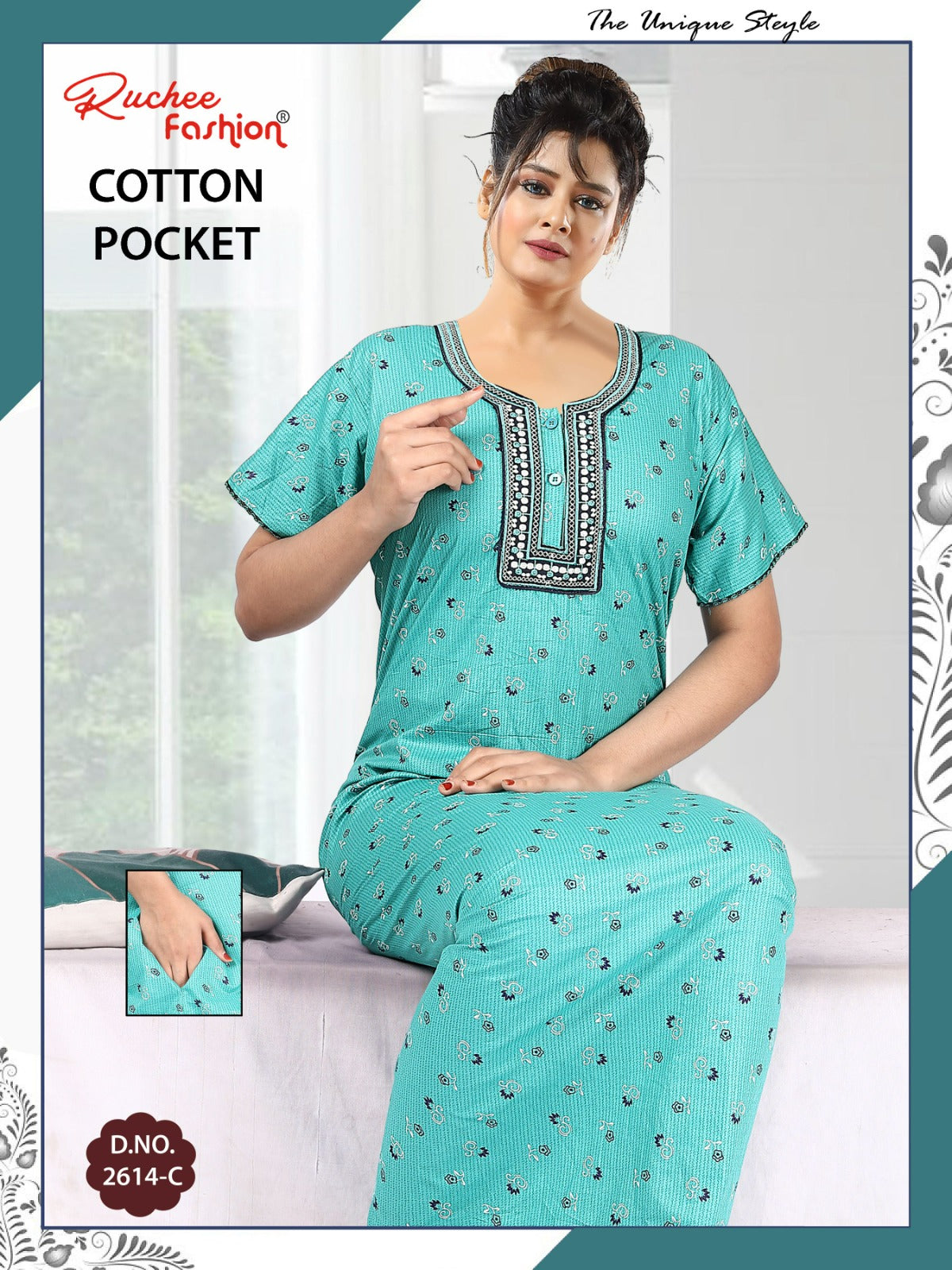 Coton Pocket 220125 Ruchee Fashion Night Gowns Wholesale Rate