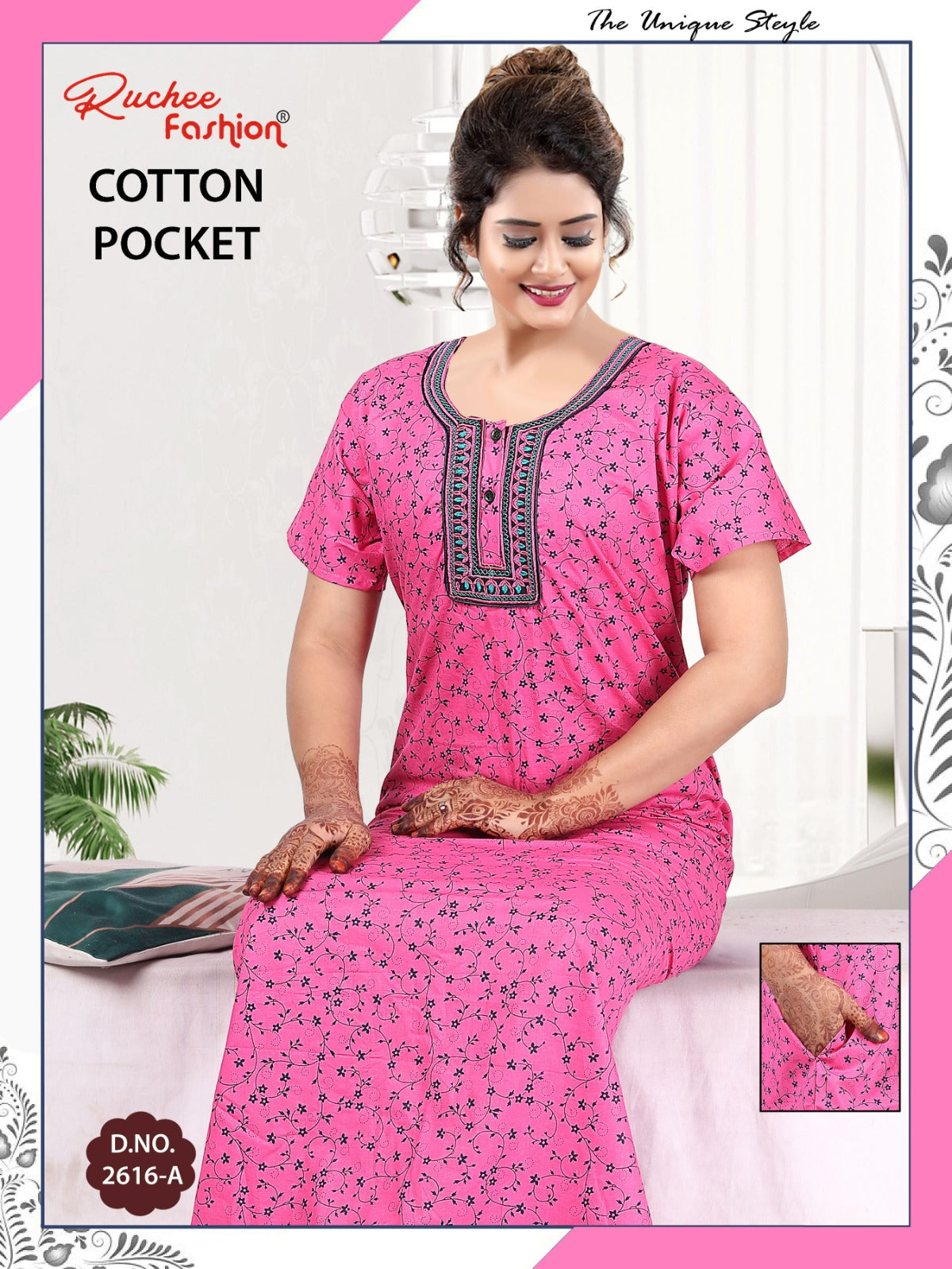 Coton Pocket 220125 Ruchee Fashion Night Gowns Wholesale Rate