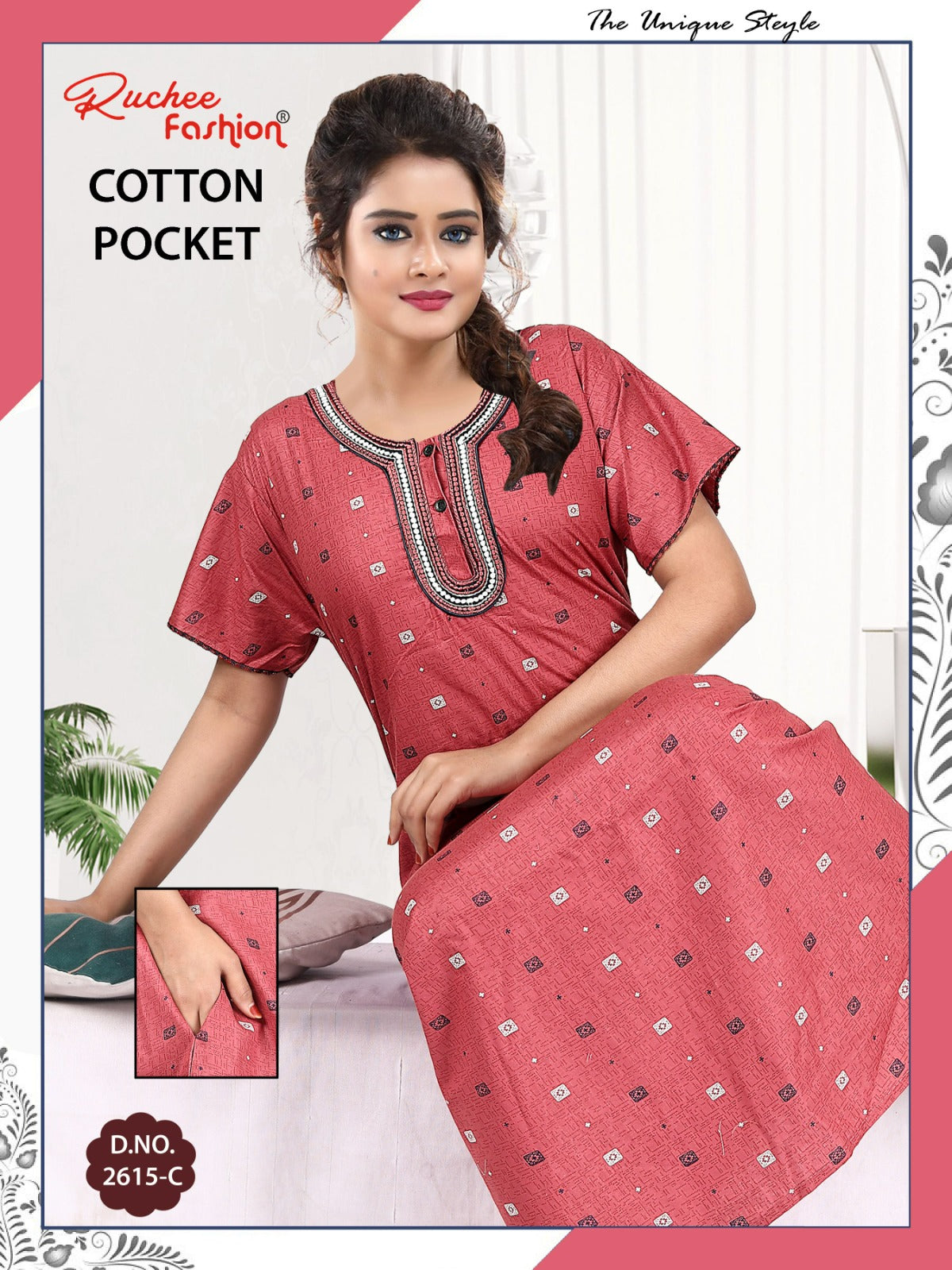 Coton Pocket 220125 Ruchee Fashion Night Gowns Wholesale Rate