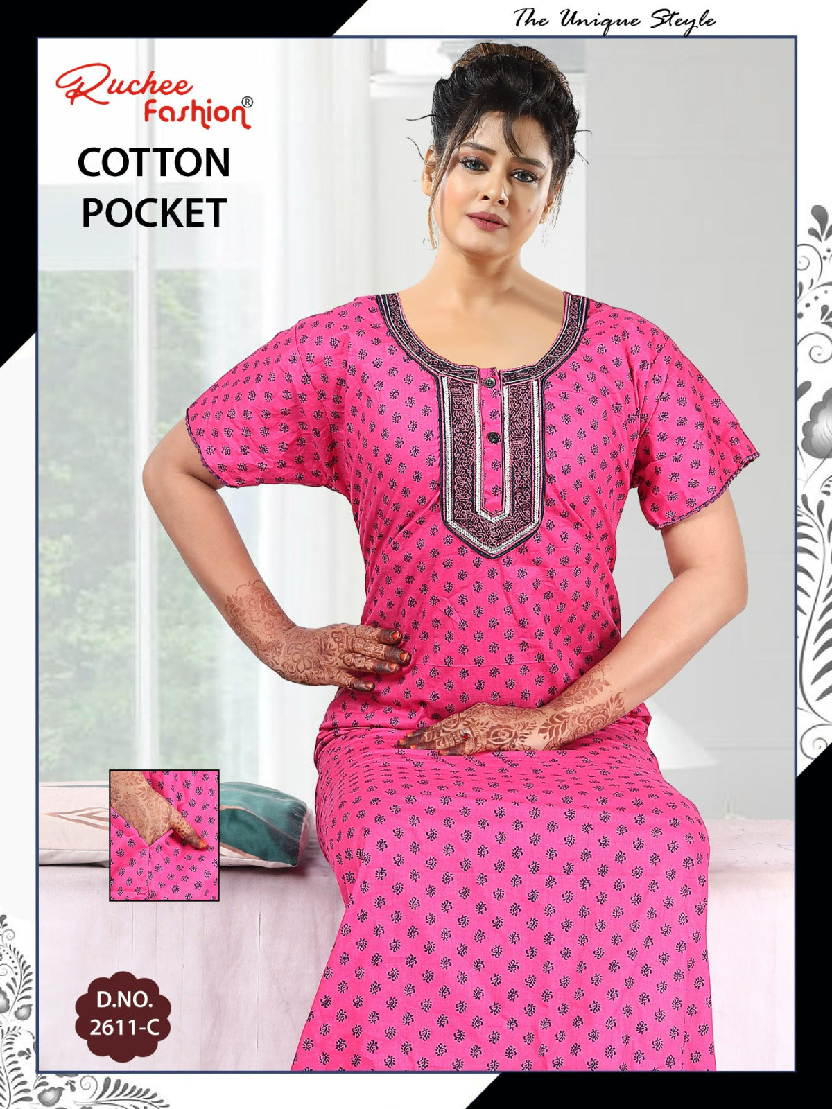 Coton Pocket 220125 Ruchee Fashion Night Gowns Wholesale Rate