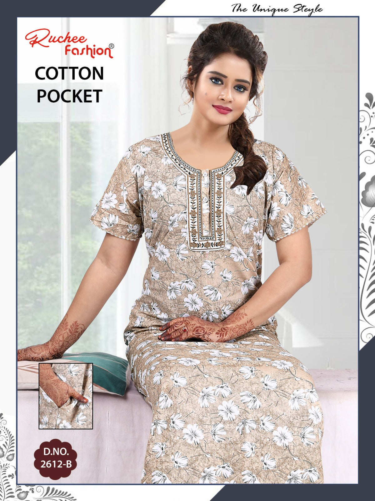 Coton Pocket 220125 Ruchee Fashion Night Gowns Wholesale Rate