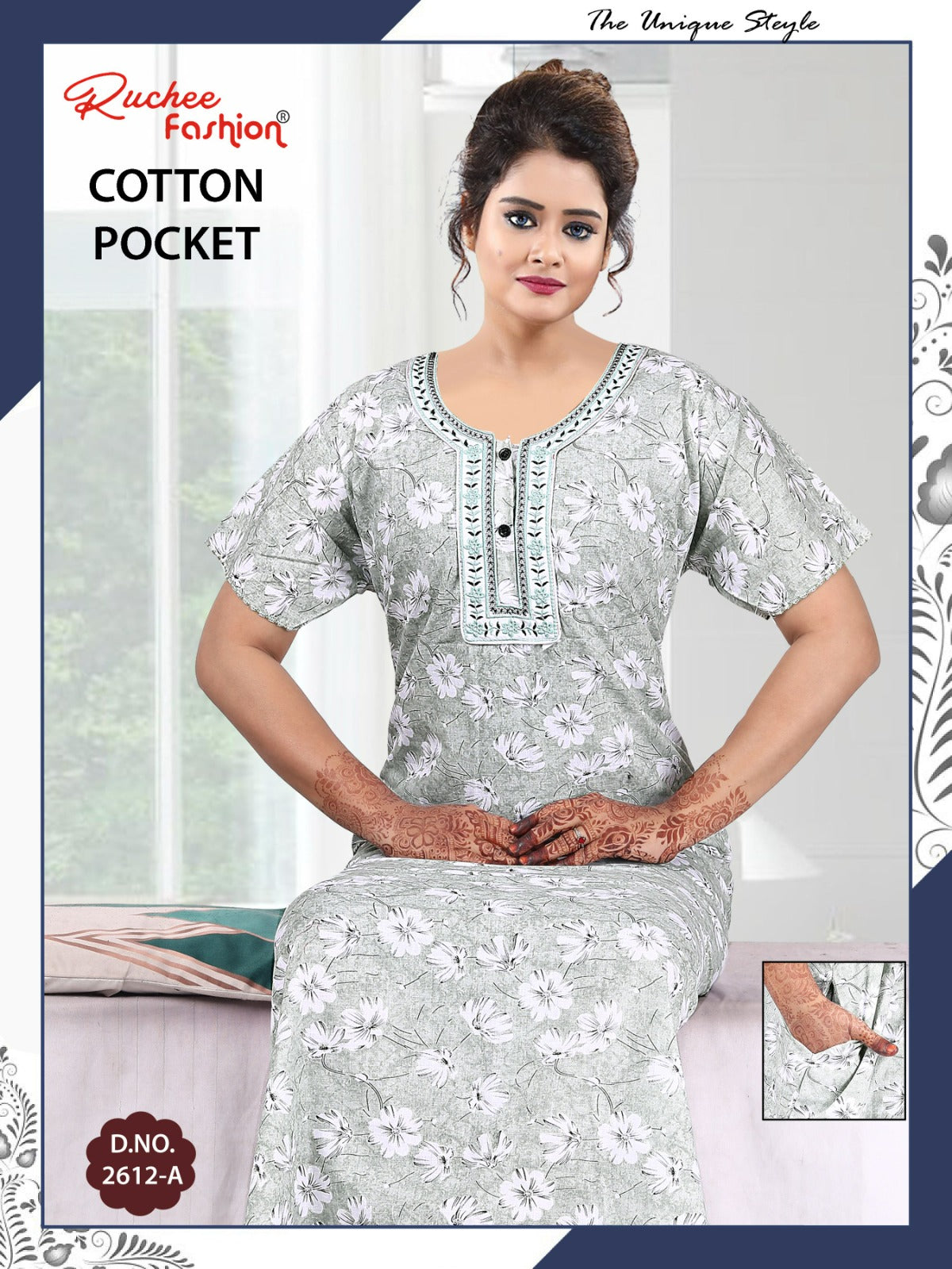 Coton Pocket 220125 Ruchee Fashion Night Gowns Wholesale Rate