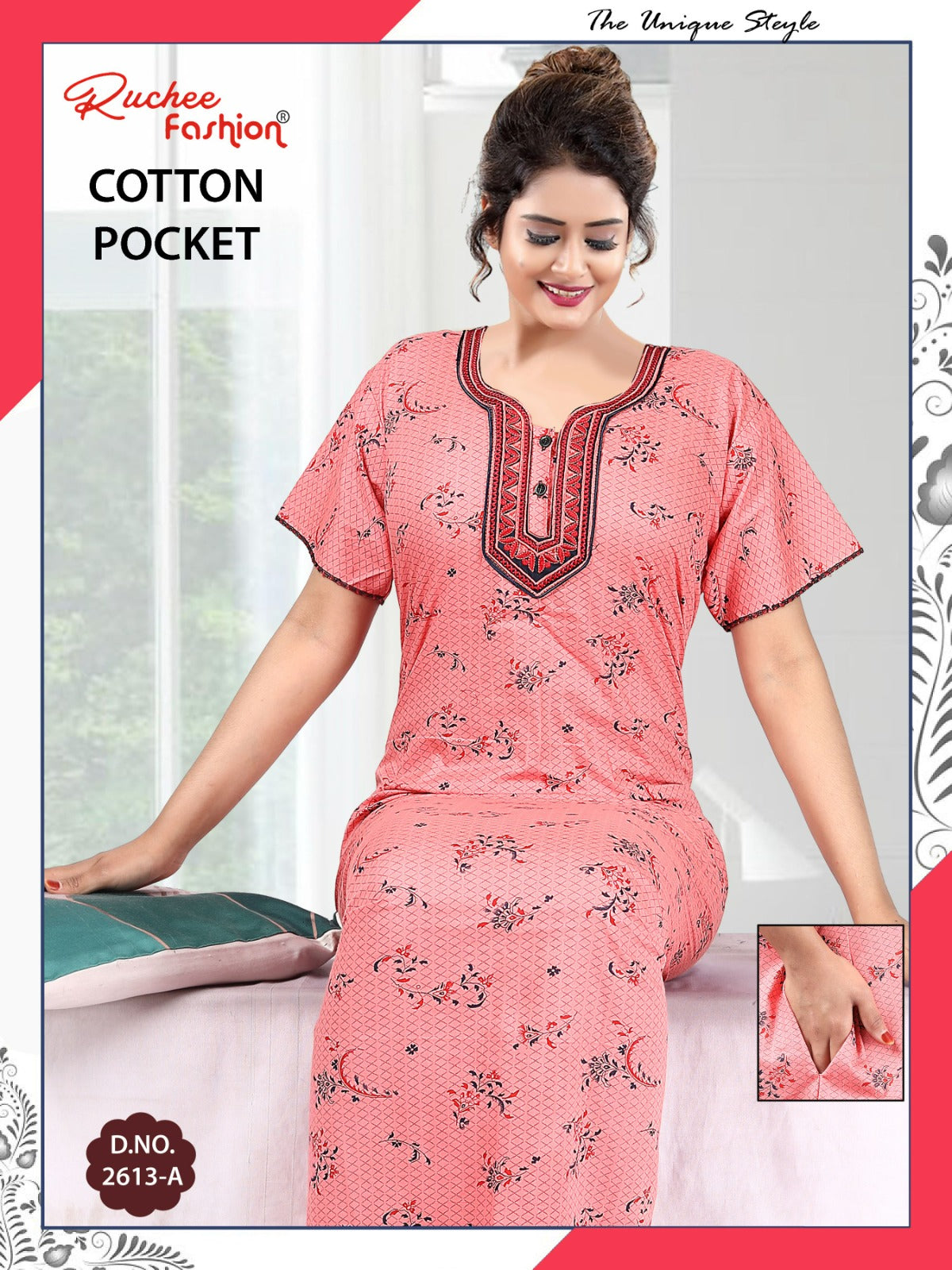 Coton Pocket 220125 Ruchee Fashion Night Gowns Wholesale Rate