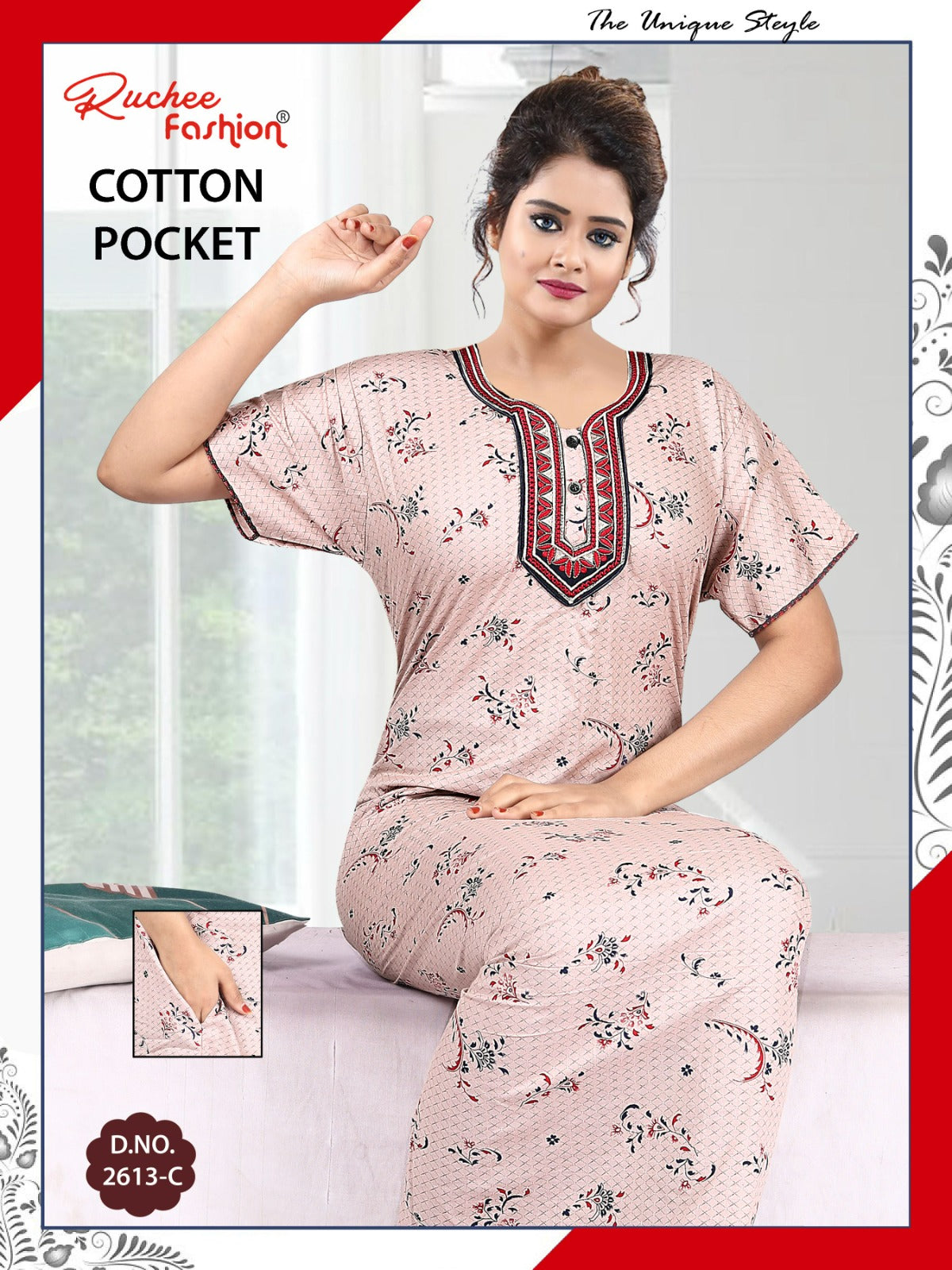 Coton Pocket 220125 Ruchee Fashion Night Gowns Wholesale Rate