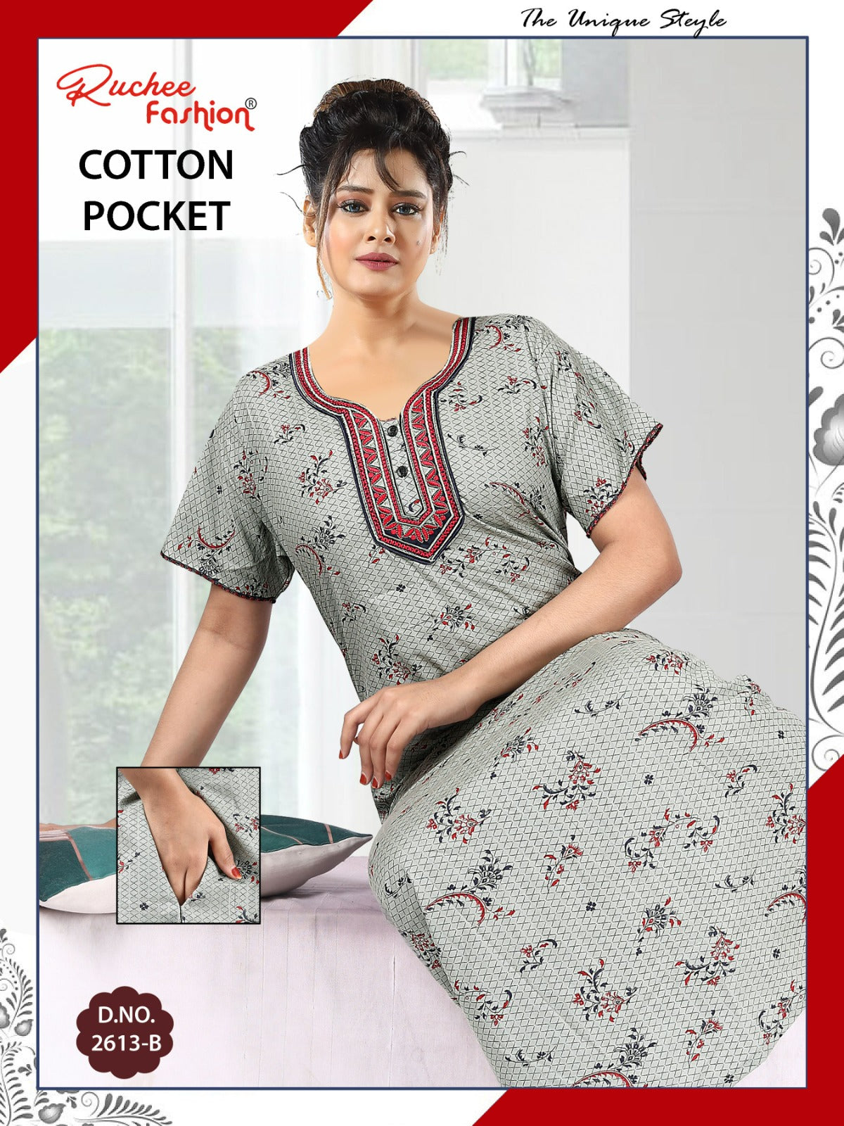Coton Pocket 220125 Ruchee Fashion Night Gowns Wholesale Rate