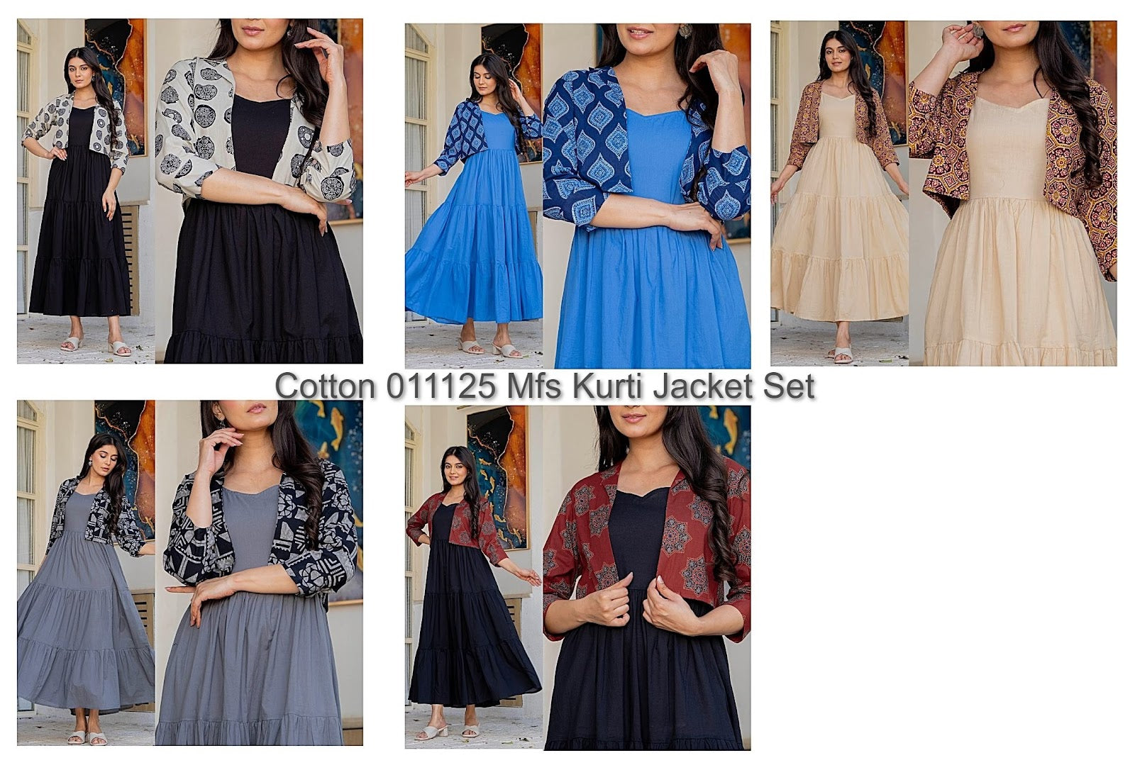 Cotton 011125 Mfs Kurti Jacket Set Supplier Gujarat