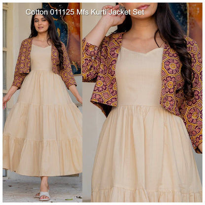 Cotton 011125 Mfs Kurti Jacket Set Supplier Gujarat