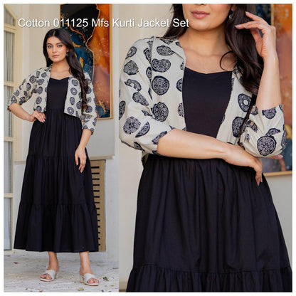 Cotton 011125 Mfs Kurti Jacket Set Supplier Gujarat