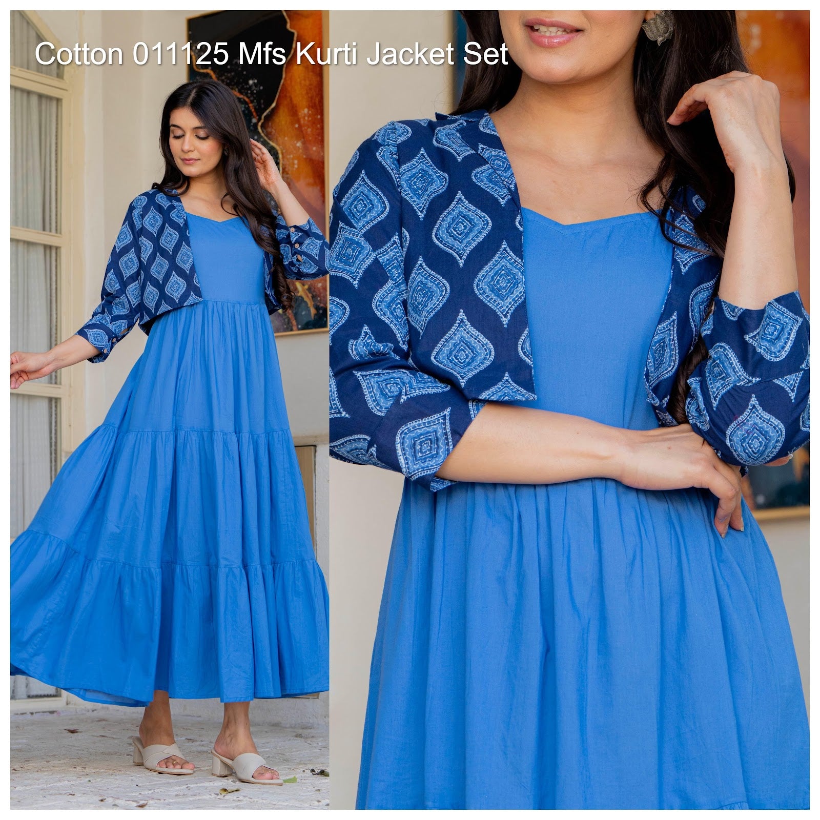 Cotton 011125 Mfs Kurti Jacket Set Supplier Gujarat