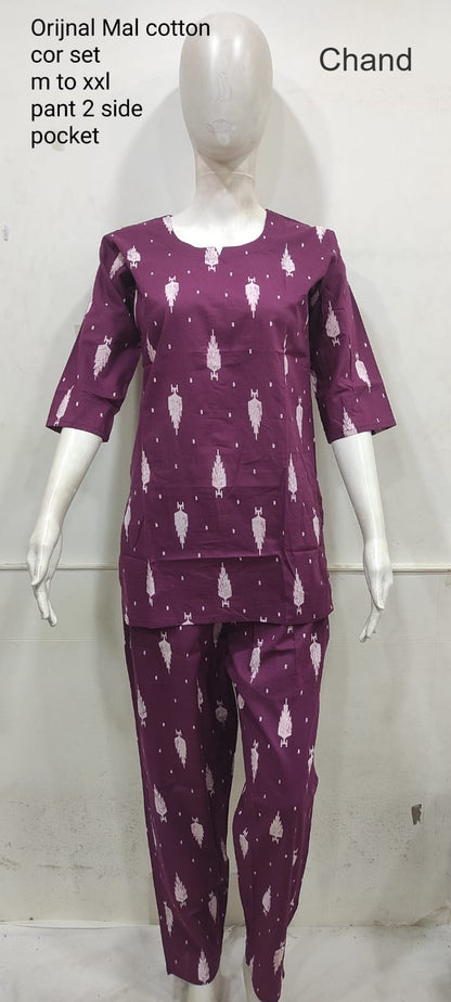 Cotton 0124 Chand Cambric Co Ord Set Wholesaler Gujarat