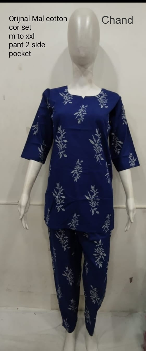 Cotton 0124 Chand Cambric Co Ord Set Wholesaler Gujarat