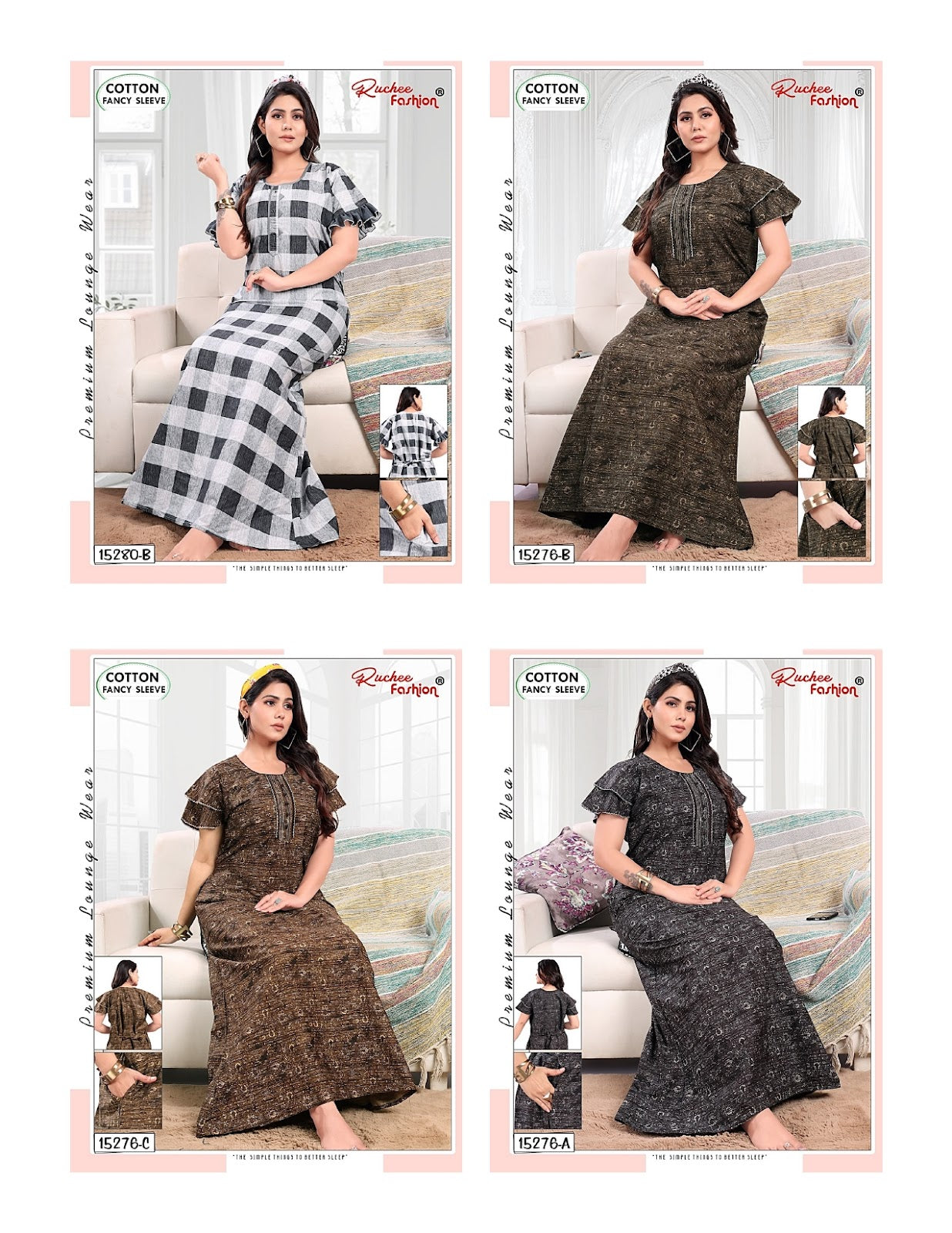 Cotton 0507 Ruchee Fashion Night Gowns Wholesale Price